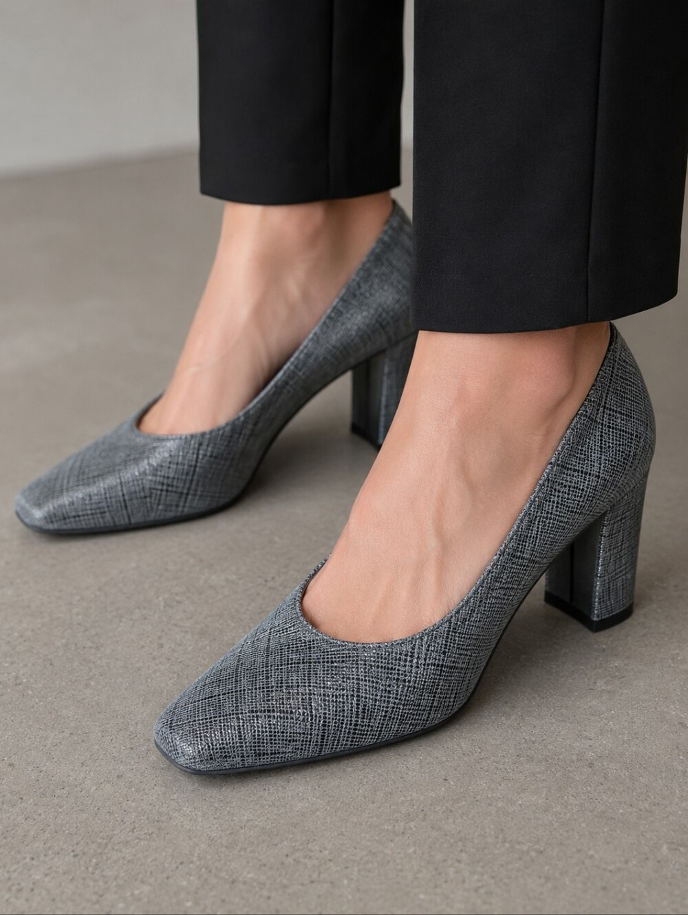 Stuart Weitzman Grey Block Heels Size 7.5 NEW